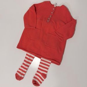 Old Navy Coral Salmon Pink Sweater Dress with Tights